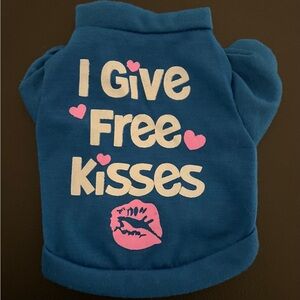 Blue Pet Shirt with Pink and White Print